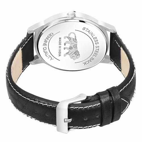 Image of Acnos 4 Diffrent Watch Pack of 1 Leather Belt Black Belt Analog Watch