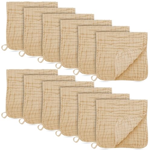 BAMBOO QUEEN 12 Pack Muslin Burp Cloths - Large 20