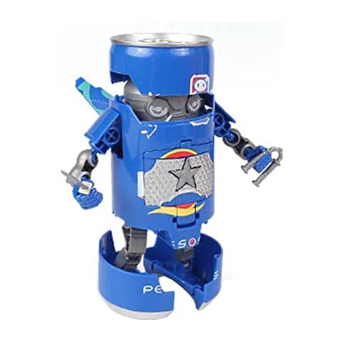 Giftik Transformer Drinks Cans Robot Toys,Beverage Cans Juice Bottle Model Deformed Action Figure Toys (Blue) Cover