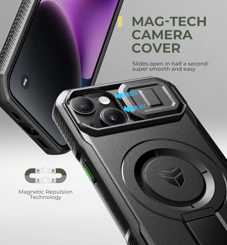 Dexnor for iPhone 13/14 Case with Slide Camera Cover & Adjustable Kickstand, Compatible with MagSafe, Rugged Shockproof Bumper Cases Heavy-Duty Magnetic Protective Cover,6.1 inch,Black by Dexnor - Used condition - Image 4