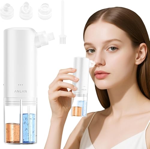 ANLAN 2 in 1 Mitesserentferner Porenreiniger Gesicht Porensauger, 3 Modi und 3 Saugköpfe Blackhead Remover Pickelsauger Mitesser Sauger Gesichtsreinigung, Reinigung und Feuchtigkeitspflege