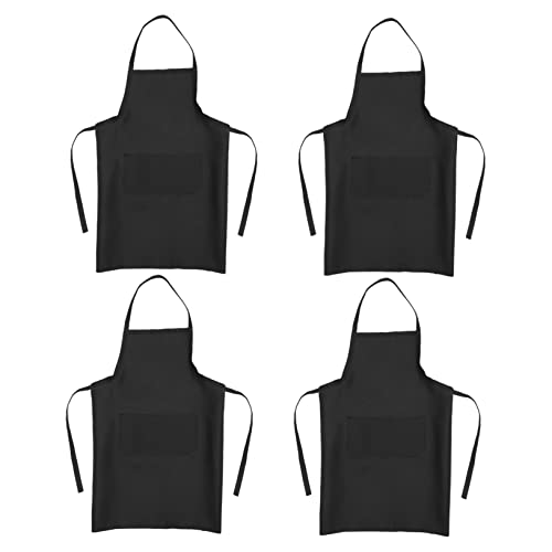AUTSUPPL 4pcs Pocket Apron Grease Proofing Aprons Apron with Pockets Aprons with Pockets Aprons for Women with Pockets Oil- Apron Convenient Kitchen Apron Working Aprons Black Polyester