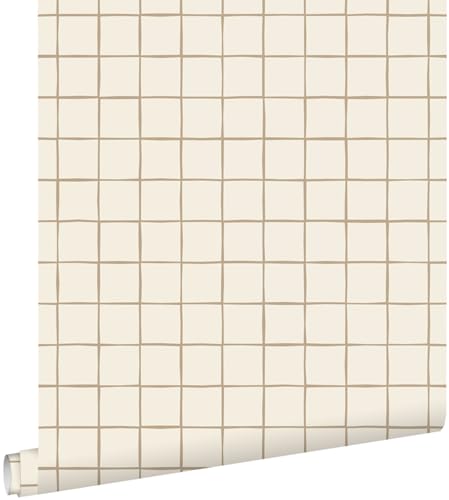 papier peint à damier beige et marron 50 x 900 cm - ESTAhome