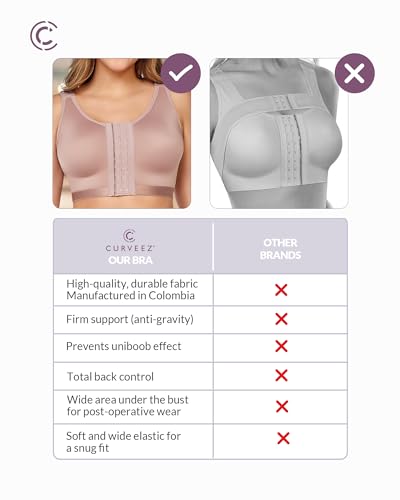 CURVEEZ Post-Surgery Front Closure Wireless Bra, Compression Shapewear Top with Wide Straps for Breast Augmentation Recovery4
