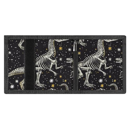 Dinosaur Skeleton Pattern Trifold Wallet for Men - Money Clip Slim Wallets with Multiple Card Slots Minimalist Small Front Pocket Wallet for Everyday Carry4