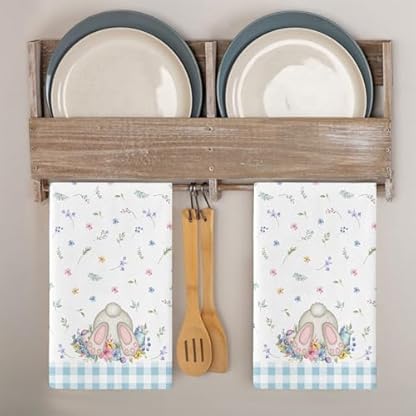 Geschirrtücher Blau Grün Floral Handtücher Küchentücher Saugfähige Küchenhandtücher Waschbar Trockentücher Küche Wiederverwendbar Kitchen Towels Geschirrhandtücher 4 Stück (40x60 cm)
