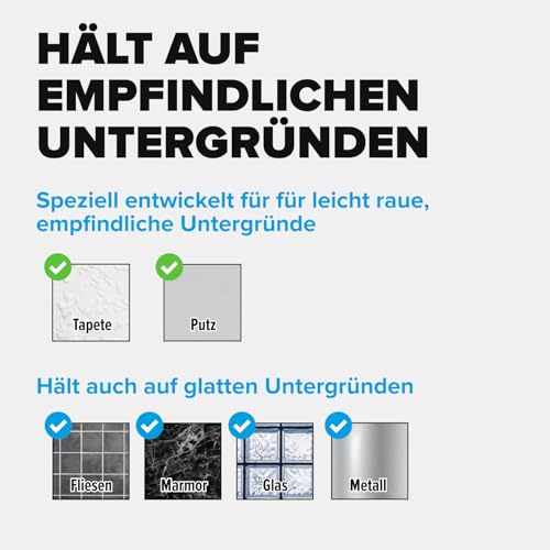 tesa Powerstrips Tapete&Putz - doppelseitige Klebestreifen für Tapete und Gips - Ersatz-Klebestreifen Klebenagel - Haltekraft 1,0 kg/Nagel - 1 x 6 Streifen