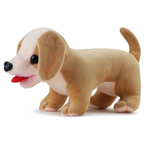 Image of Brown Puppy Soft Plush Toy for Kids Stuffed Soft Toy with Cute Hug-Friendly Plush for Babies, Toddlers & Children Safe, Lightweight & Easy to Clean (Dinosaur Green - 40cms)