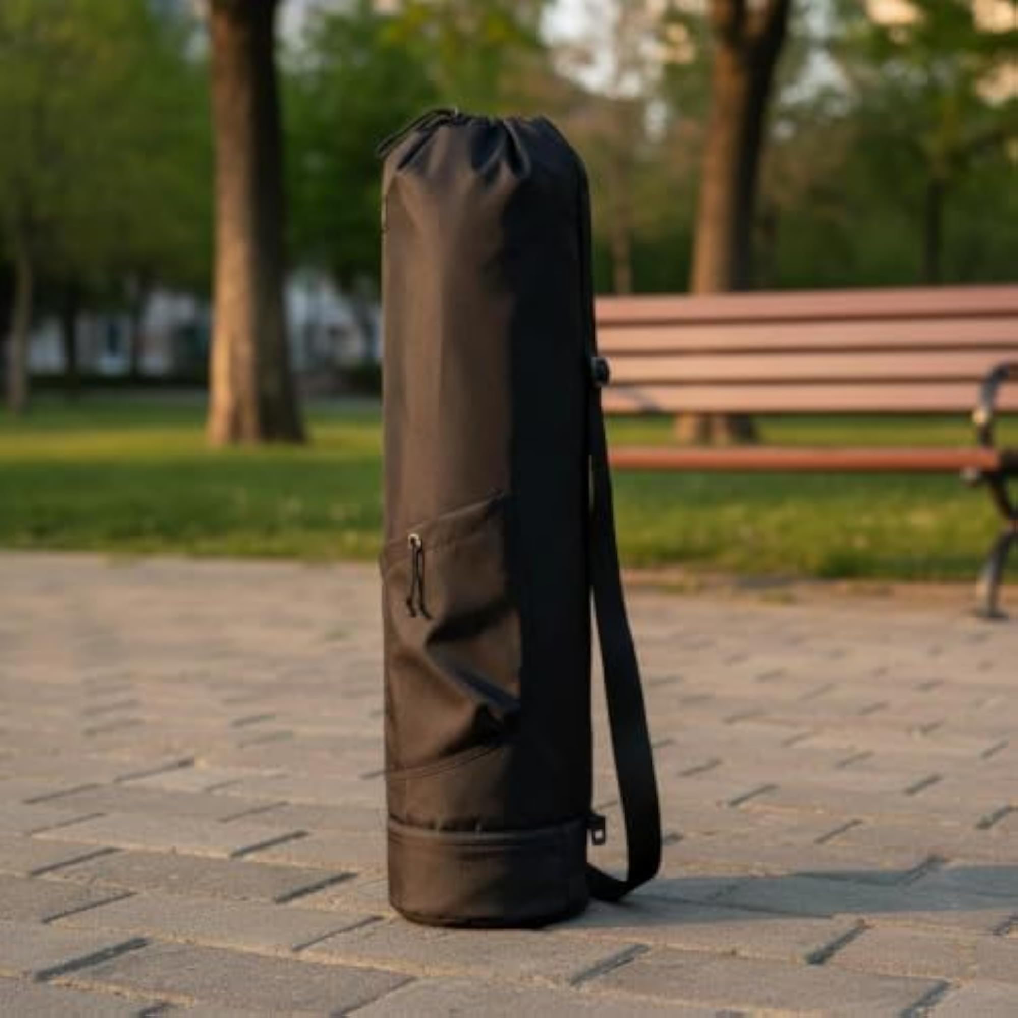 Crossbody Fitness Mat Bag Drawstring Closure, Green