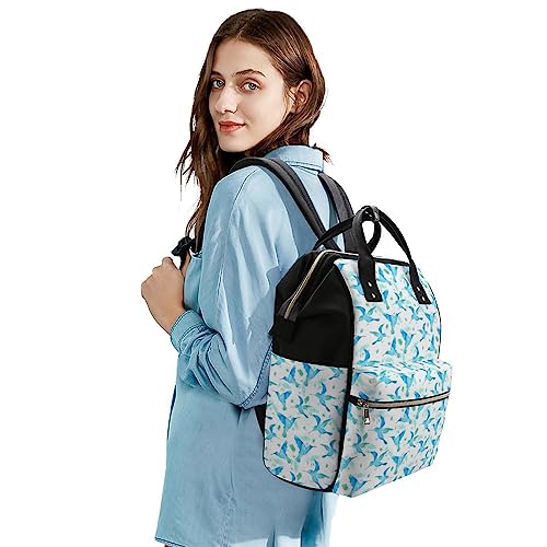 Watercolor-Hummingbirds-Diaper-Bag-Portable-Backpack-Mommy-Bag-Travel-Shoulder-Daypack-for-Outdoor-Working-Beach