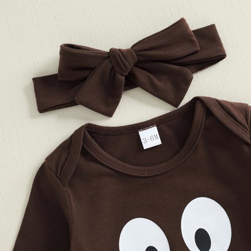 Sasaerucure Newborn Baby Girl Thanksgiving Outfit Turkey Printed Long Sleeve Romper Bodysuit Skirt Headband 3PCS Clothes Set2