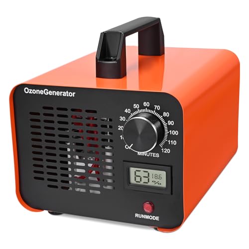 Haedswer Generador de Ozono 60,000 mg/h - Purificador de Aire O3 hasta 400 m² con Indicador de Humedad, Temporizador 120 Min - Para Coche, Garaje, Casa, Hotel, Cocina, Mascotas, Eliminación de Olores