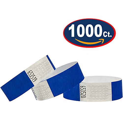 Pulseras de Identificación Tyvek 19 mm, 1000 piezas, pulseras événementiels, color azul 1000 Pack