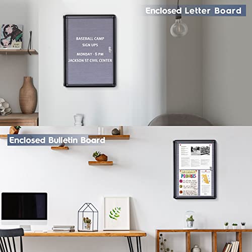 Eversupply Enclosed Changeable Letter Boards Felt Message Board With Locking Door, Grey, Aluminum Frame, 19X14 Inches #TOP4
