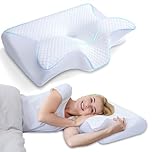 HOMCA Cuscino Cervicale, 2 in 1 Ergonomico Cuscino in Memory Foam per Dormire, Cuscino per Supporto Cervicale con Federa Sfoderabile e Lavabile, 60x40x12/14cm