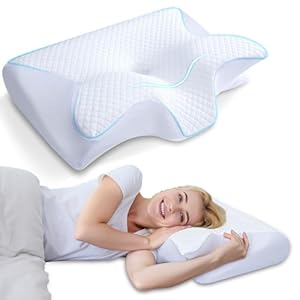 HOMCA Oreiller Ergonomique Cervical, 2 en 1 Oreiller Orthopédique à Mémoire de Forme pour la Nuque, Oreiller pour Dormir sur Le Côté et sur Le Dos, 60 x 40 x 11/13cm