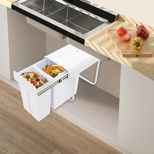 Caneca de basura extraíble bajo gabinete, 20L+10L, rectangular miniatura 2