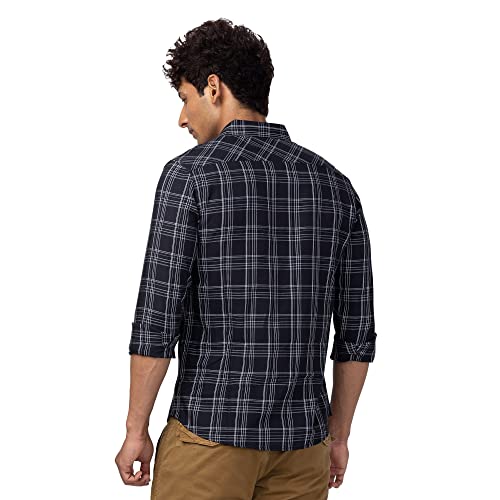 Image of Spykar Men's Slim Fit Full Sleeve Checked Casual Shirts