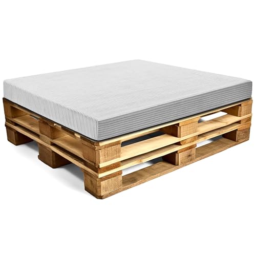 Amazinggirl Bezug für Schaumstoffplatte Palettenkissen Keilkissen Bodenmatratze Bezug: 120x80 cm - Ideal für Palettenmöbel & Bett Zertifikat Oeko-Tex Hellgrau Lincoln