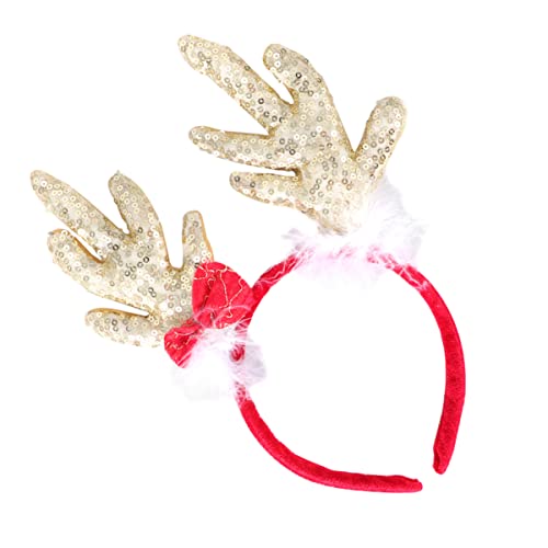 LEORX Sequin Deer Headband Glitter Christmas Antler Hair Hoop Feather Bow