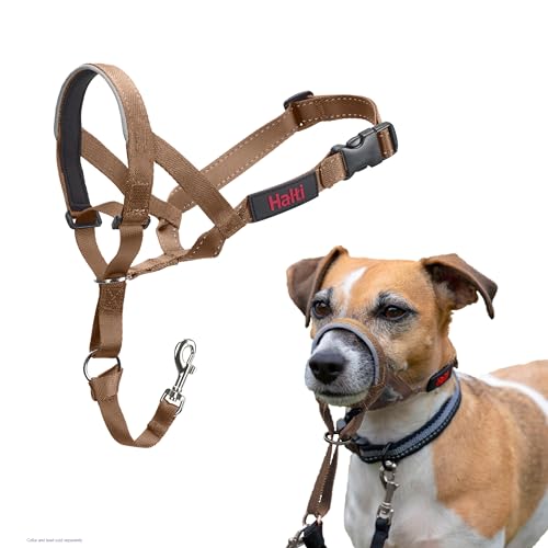 Image of Halti Headcollar for Dogs | Size 1, Desert Sand | Stop Your Dog Pulling on the Leash | Adjustable, Reflective, Lightweight | Padded Nose Band | Training Collar for Small Dogs