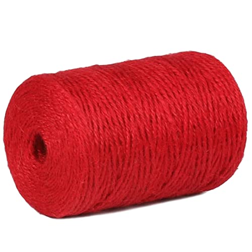 Image of PerkHomy Natural Jute Twine 600 Feet Long Colored Twine Rope for Crafts Gift Wrapping Packing Gardening and Wedding Decor (Red)