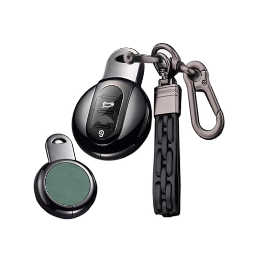 Funda de piel ontto para llave de BMW Mini Cooper en cuero genuino con llavero metálico