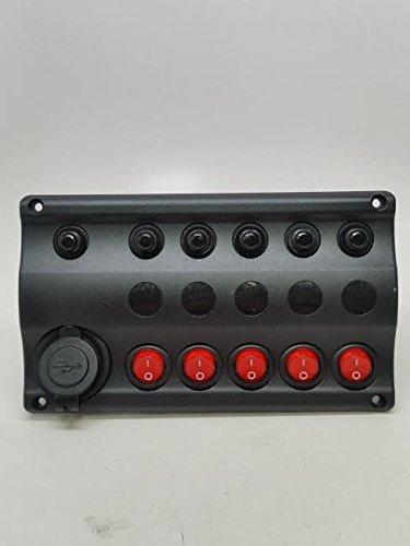 Pactrade Marine Black Switch Panel with USB Charger LED Indicator 7 X 3 3/4"