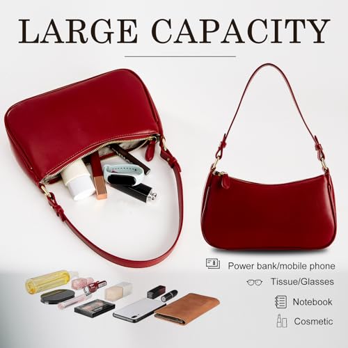 Shoulder Bags for Women Leather Hobo Sling Tote Handbag Retro Clutch Purse with 2 Removable Straps and Zipper Closure - Image 8