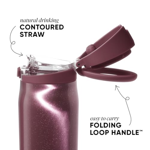Image of Simple Modern Water Bottle with Straw & Handle | 30oz | Cateye | Mesa Loop Insulated Water Bottle for School, Sports, Travel | Leak Proof, Stainless Steel | Plum Cateye