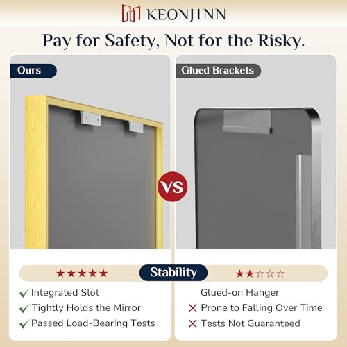 Image of Keonjinn 48x24 Inch Gold Bathroom Mirror for Over Sink, Rectangular