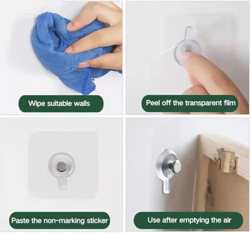 Image of REWOP Adhesive Wall Hooks for Heavy Items Stainless Steel, PVC, ABS Nail Free Seamless Adhesive Non-Trace No Drilling Installation Hanging, Waterproof Screws Wall Hook (Photo Frame Hooks, 20)