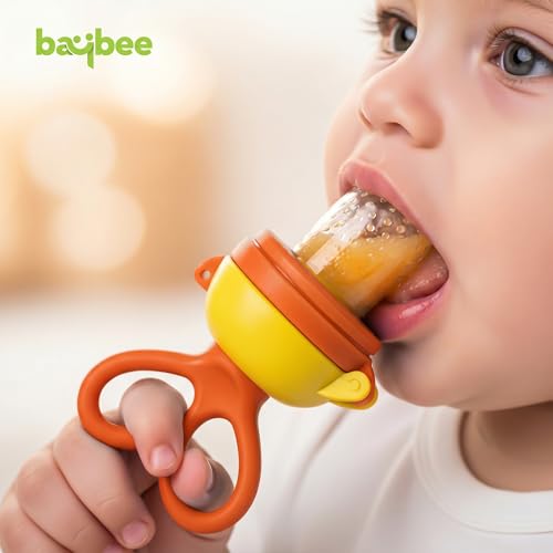 Image of Baybee Silicone Fruit Nibbler & Baby Food Feeder | Baby Teether & Pacifier for 3+ Months Toddlers | Babies Fruit & Food Veggie Teether for Infants | Hygenic & BPA Free Extra Soft Organic- Pacifier