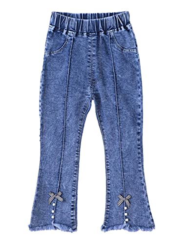 Kids Girls Vintage Skinny Fit Flared Jeans Elastic Waist Bell Bottoms Casual Denim Pants Pull On Jeggings Leggings3