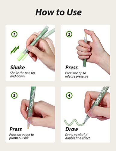 Gain-Art Outline Markers - 12 Colors Double Line Outline Pens Set, 8 Silver & 4 Golden Colors Outline Marker, Shimmer Markers For Holiday Greeting, Birthday Card Drawing & Decorating #TOP5