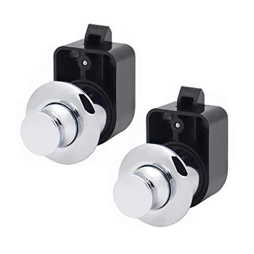 Purocean Upgraded 2 Sets Metal Push Button Latch Rv Compartment Latch Push Catches Knob for Camper Caravan Yacht Boat (Chrome)