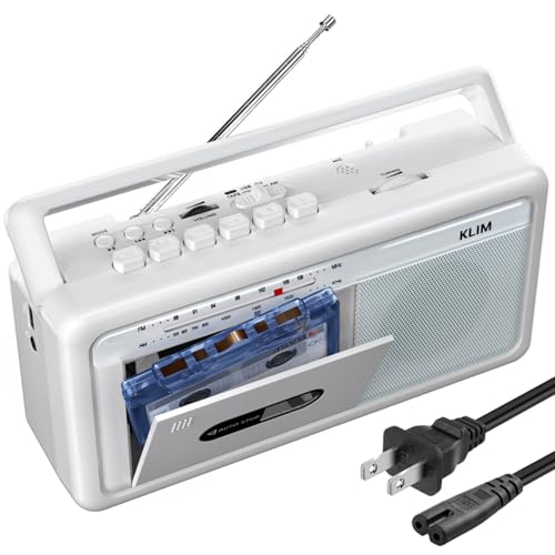KLIM Portable Cassette Player Boombox, AM/FM Radio, Bluetooth Cassette Tape Player Recorder, USB, Speaker, Earphone Jack, Battery Operated, AC Powered Portable Tape Recorder