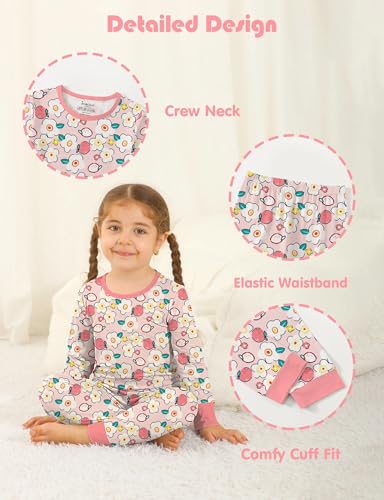 Jimonda Kids Soft Pajamas Sets 2-Piece Toddler Long Sleeve Sleepwear For Girls Boys Top And Pants Outdoor Pjs Size 24M-12Y2