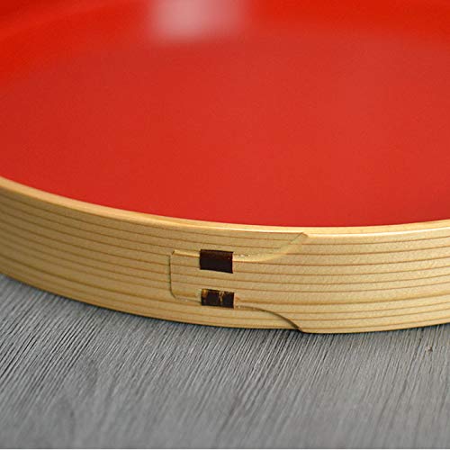 大館工芸社　秋田杉　曲げわっぱ　丸盆（尺）内朱 3枚（未使用） 曲げわっぱ -丸盆（尺）内朱- 秋田県大館市の伝統工芸