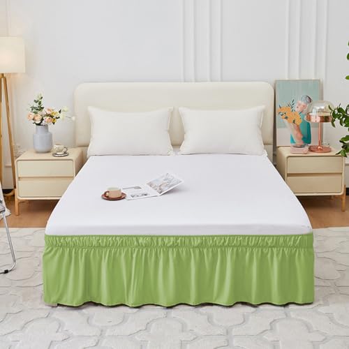Mateju Simple Falda de Cama con Volantes Elástico, Cubre Canape con Volantes, Prueba De Polvo Cubre Somier Hotel Bedding Ruffled Bedskirt (Verde,100 * 200+40cm)