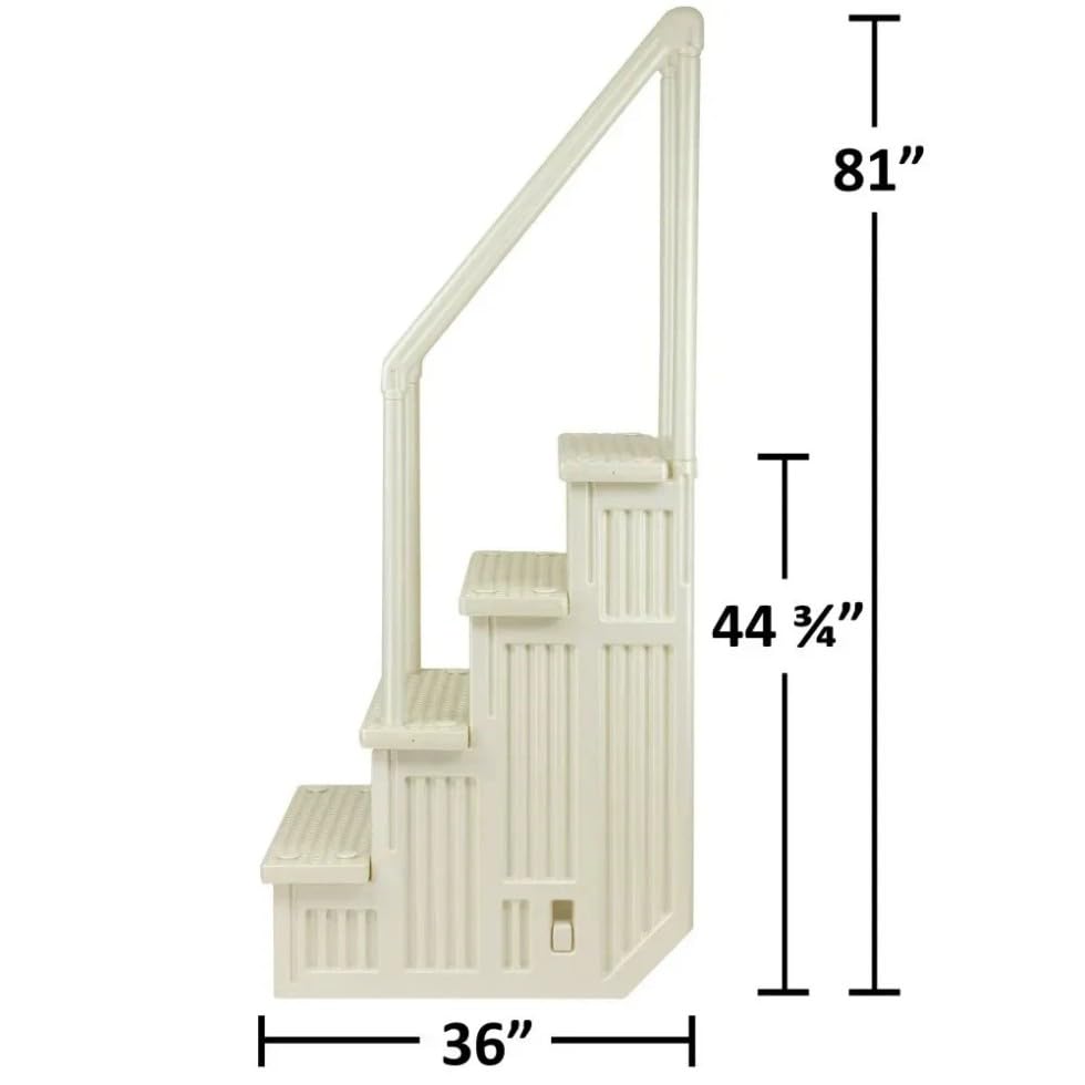 Escalera para piscina escalones Pearl White 81 pulg alto miniatura 6