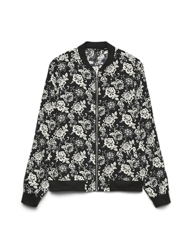 VERO MODA Mujer Vmcoco L/S Bomber AOP Ga WVN Noos, Negro, m, Negro, M