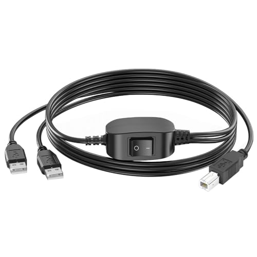 Image of Verilux 2 in 1 USB Printer Cable, 6.6FT /2M Dual USB A Male to USB B 2.0 Scanner Cable, 480 Mbps Data Transfer Computers for Gold Plated Printer Cable for HP, Canon, Dell, Epson, Lexmark