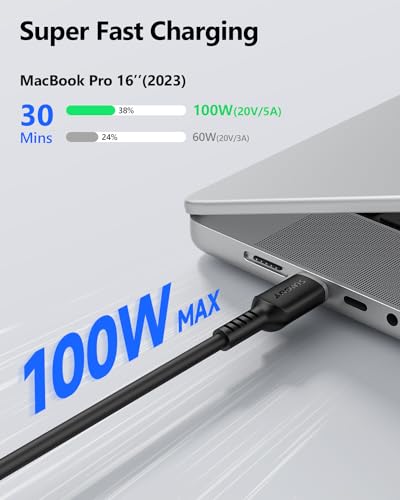SUNGUY Silikonowy Kabel USB C 2M*2 100W Do Szybkiego ﾅ∥dowania i Transmisji Danych - Kompatybilny z iPhone 17/16/15 Pro Max, Galaxy S24, Google, iPad Pro/Air, Xiaomi - czarny