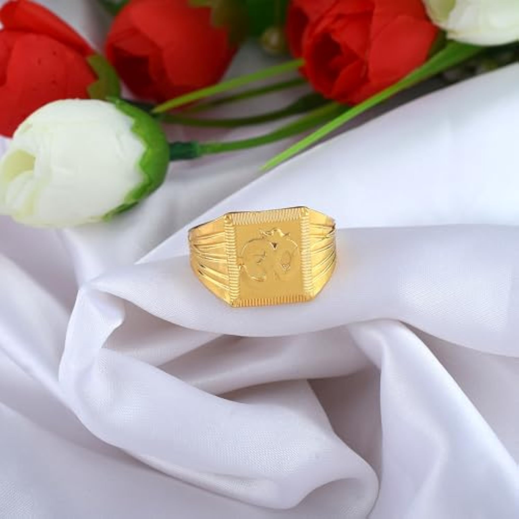 Men's Brass Goldplated OM Spiritual Finger Ring
