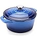 Puricon Horno Holandés Hierro Fundido Esmaltado 26 cm / 5,2 litros, Olla Antiadherente Anticorrosiva Esmalte con Tapa Redonda -Azul Marino