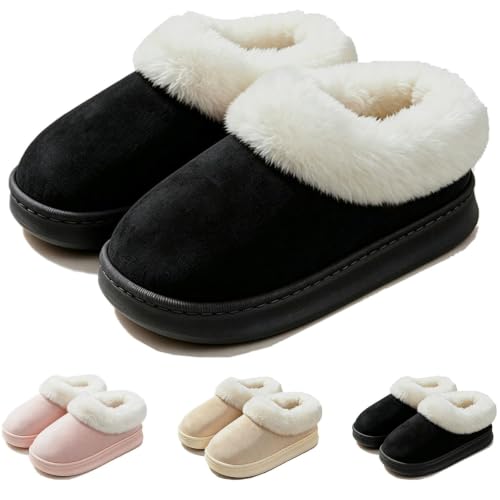 AIMAOMI Women's Fuzzy Slip-On House Slippers Closed-Back Warm Shoes Khaki, 9 - image 7