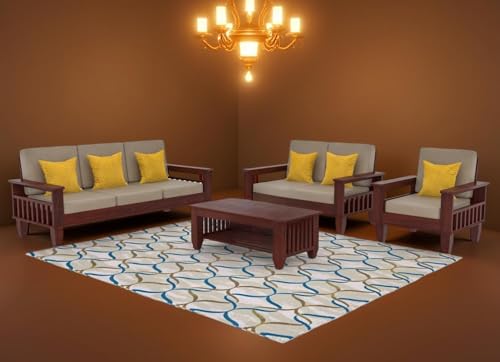 Image of Sheesham Wood 6 Seater Sofa Sets for Living Room Wooden 6 Person Sofa Set Without Coffee Table | Sofas Six Seater for Office (DIY - Customer Self Assmebly) (3+2+1, Mahogany)