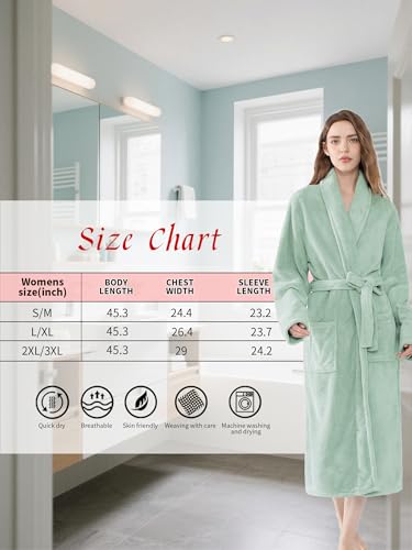 Image of Soft Robe For Women,Warm Plush Bath Robes Female,Spa Towel After Shower Lightweight Long Bathrobe