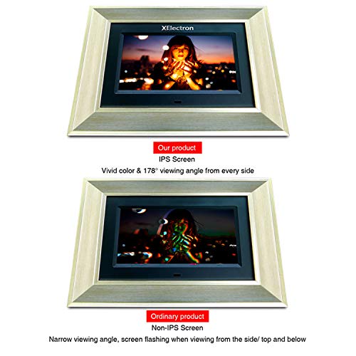 Image of XElectron 7 inch IPS LED Digital Photo Frame with HD Display, Auto-Rotate, Play Photos, Videos, Music and Slideshow with SD Card, USB Ports (Silver)
